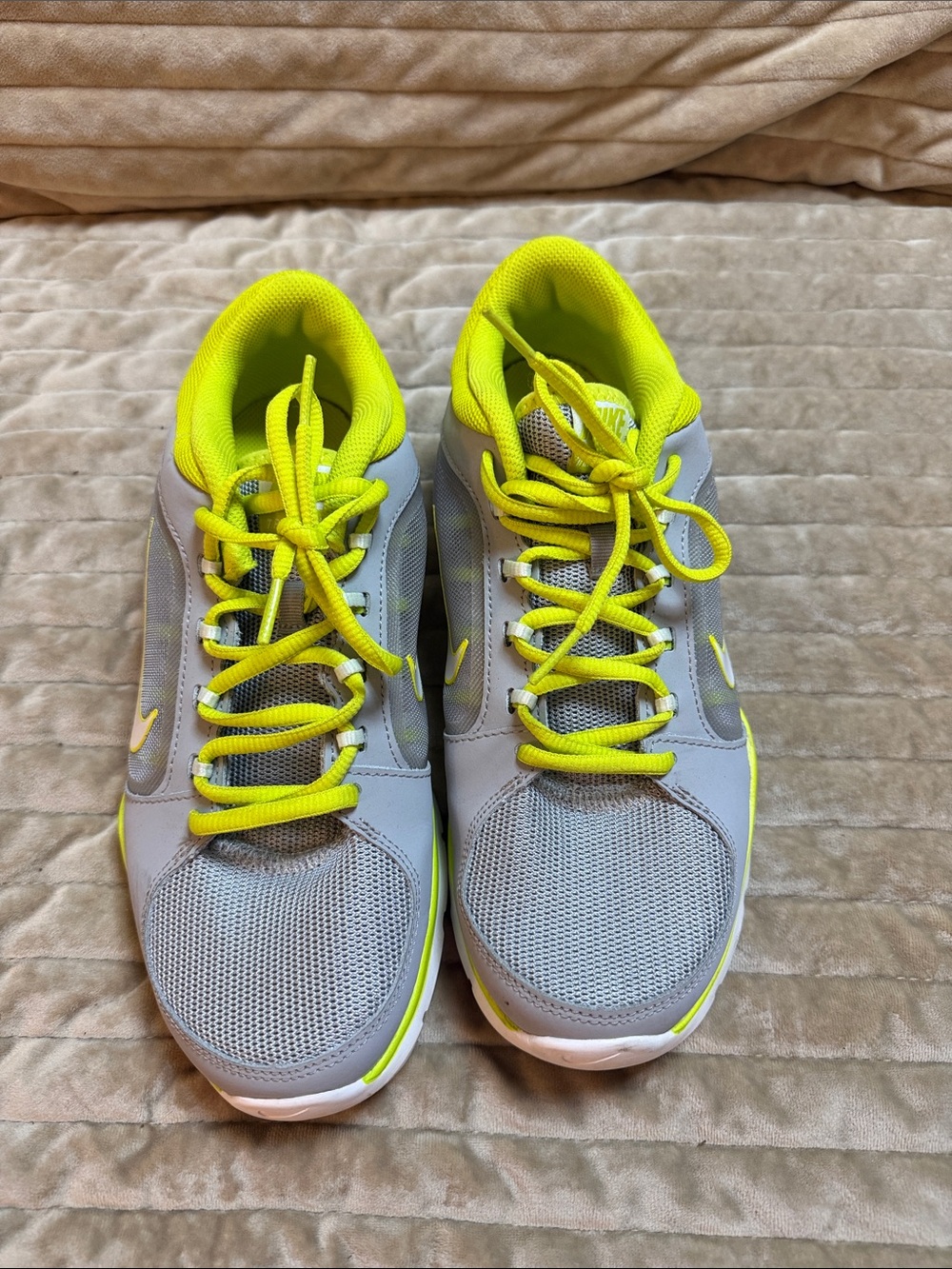 Nike Gray and Neon Yellow Running Shoes